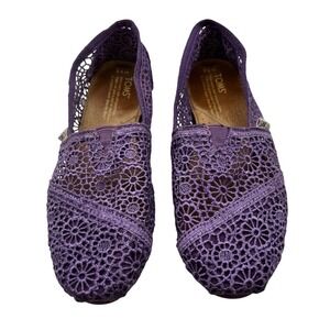TOMS Women's Size 6.5 Purple Crochet Lace‎ Flats Slip On Shoes